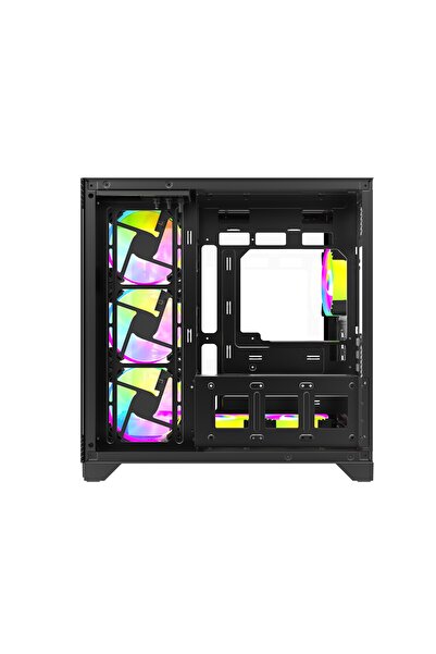 Strong Syrax 7x 120 Mm Fanlı RGB Buton Kontrollü Akvaryum Siyah Gaming Bilgisayar Kasası (Powersız)