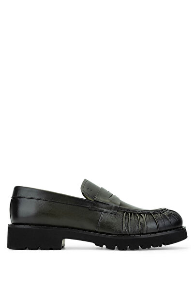 Tamer Tanca Erkek Hakiki Deri Yeşil Loafer Ayakkabı