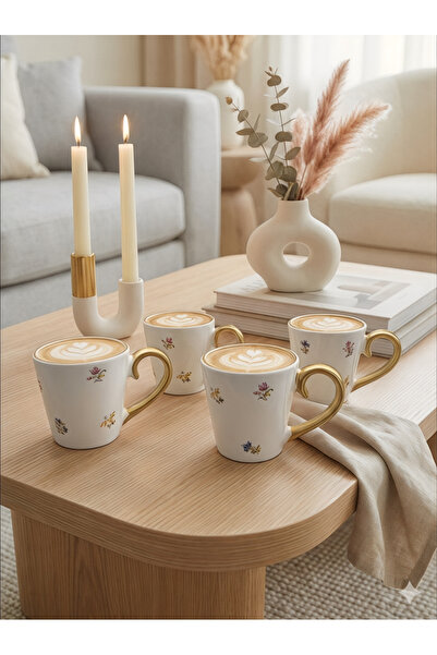 Yumuk Shop طقم أكواب زهرية فاخرة من سلسلة فينتاج مكون من 4 قطع 200 مل