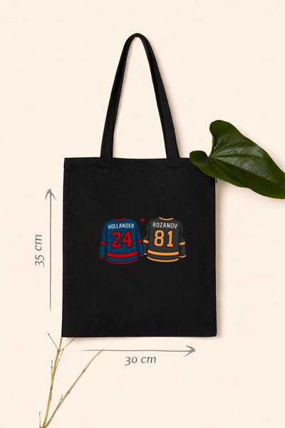 AYDESİGN Ilya Rozanov 81 Hollander 24 Heated Rivalry Printed Black Canvas Fab...