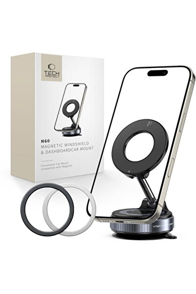 Tech-Protect N60 MAGNETIC MAGSAFE WINDSHIELD & DASHBOARD CAR MOUNT BLACK