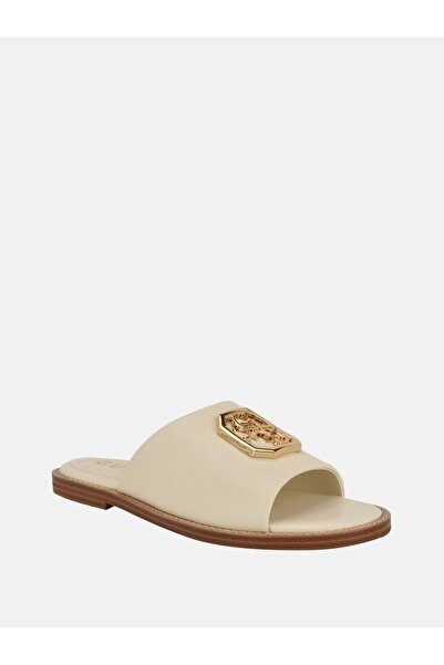 Guess Quattro G Embellished Straw Flat Sandal