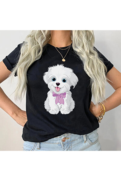 Kartier Tricou Dama Negru Bichon Puppy