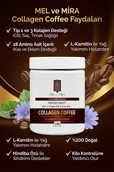 Mel and Mira Organik Hidrolize Tip 1-3 Kolajen & L-Carnitine İçerikli Hindiba...