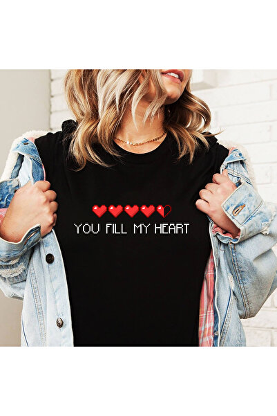 Kartier Tricou Dama Negru You fil my heart