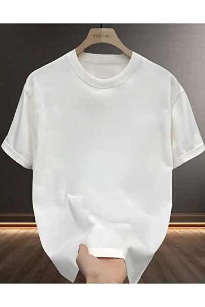 Panda Baskı Tekstil تي شيرت أبيض كبير الحجم غير مطبوع، مريح وأنيق