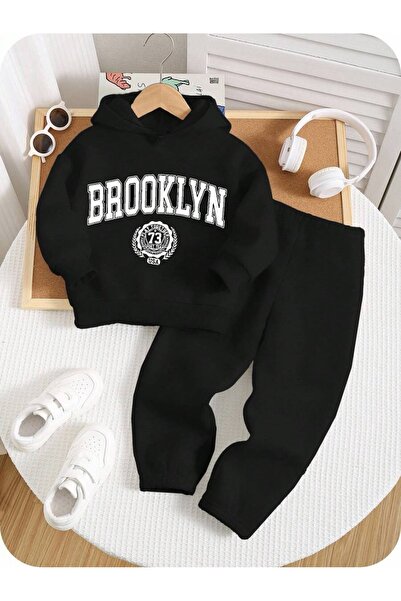 SVART WEAR طقم بدلة رياضية بقلنسوة مطبوعة من بروكلين