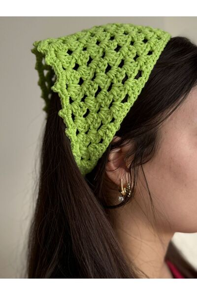 gül sezgin butik Women's Hand-Knitted Triangle Design Model Bandana Hair Accessory