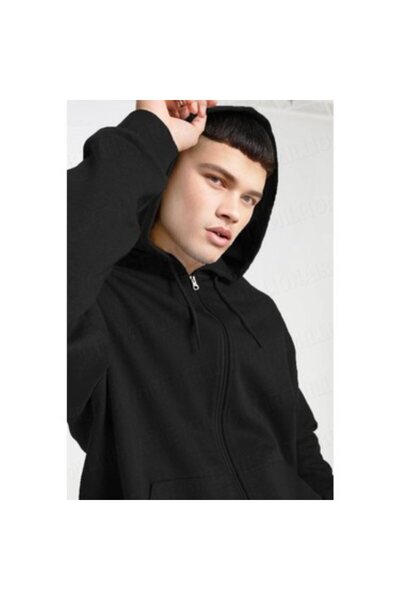 MELLORENZO Φούτερ με κουκούλα και φερμουάρ, με 3 κλωστές και σχέδιο σαρντον.