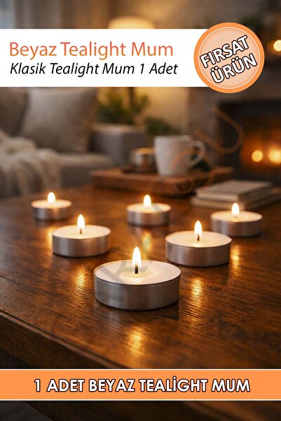 garaccu Tealight Kokusuz Beyaz Mum 1 Adet - Buhurdanlık, Parti, Kutlama, Özel...