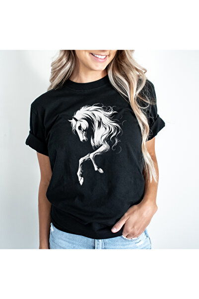 Kartier Tricou Dama Negru Majestic White Horse