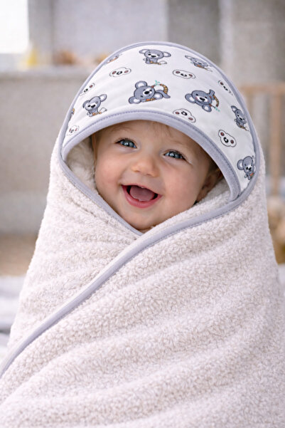 Tomuycuk Koala Patterned Hooded Baby Towel 100% Cotton Newborn & 0-2 Years Ol...