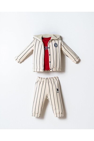 U.S. Polo Assn. Erkek Bebek 3’lü Takım Kapüşonlu Ceket T-Shirt Pantolon Günlü...