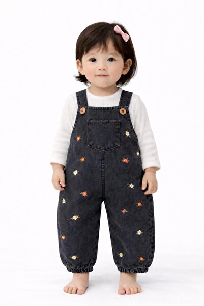 TUOBEBE Colorful Floral Embroidered Denim Fabric Seasonal 2-Piece Salopet Set