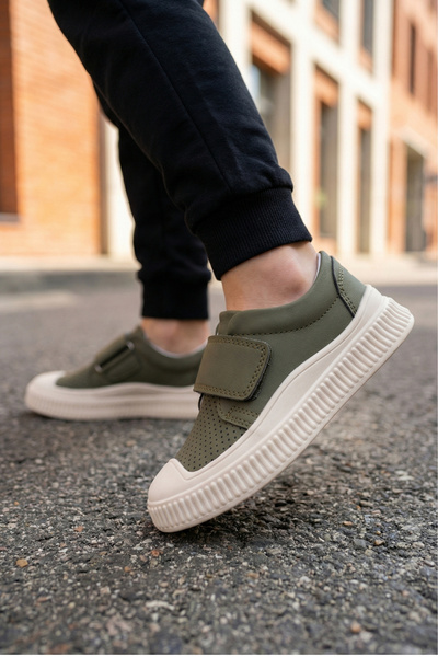 Moda Lime حذاء رياضي للأطفال مغلق من الأمام مع شريط فيلكرو ونعل مرن من إسفنج ...