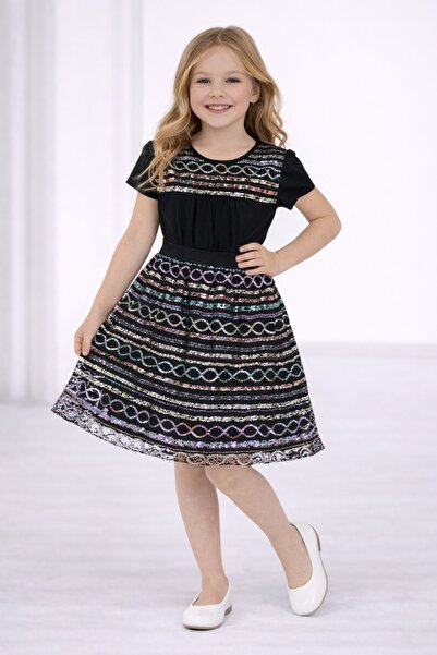 Nacar 23 Nisan 29 Ekim Gösteri Kıyafeti Kız Çocuk Simli Desen Detaylı Şık Alt...