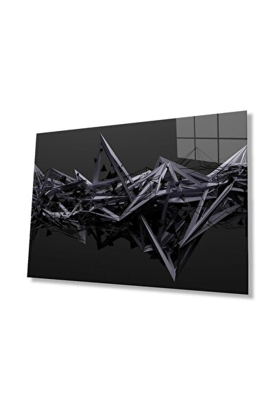 idealizbiz Tablou din sticlă cu ilustrație neagră, sticlă temperată durabilă ...