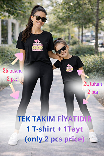 genosha Mother Daughter Mama Min Toparlayıcı Tayt T-Shirt Combination Single ...