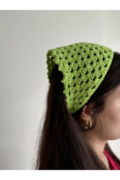 gül sezgin butik Women's Hand-Knitted Triangle Design Model Bandana Hair Accessory