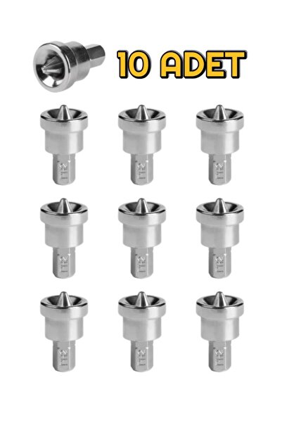 DepoMega 10 Adet Alçıpan Vidalama Şapkalı PH2 Bits Uç 25 mm Stoplamalı