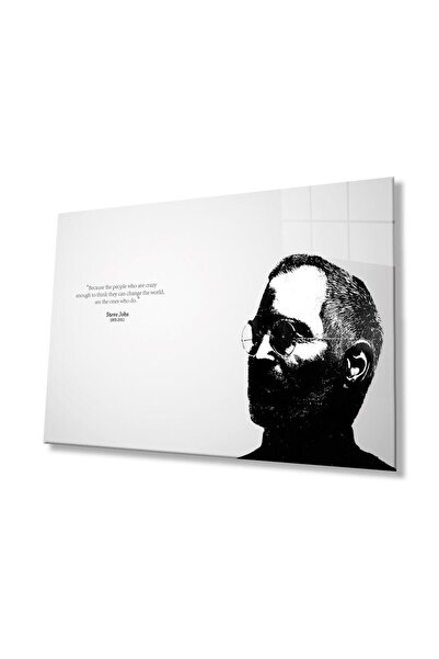 idealizbiz Steve Jobs Illustration Glass Artwork 4mm Durable Tempered Glass, ...