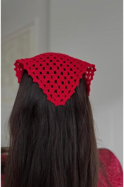 gül sezgin butik Women's Hand-Knitted Triangle Design Model Bandana Hair Accessory