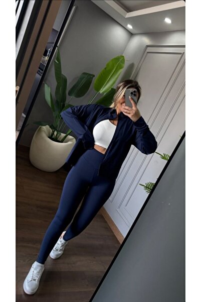 JANES Women's Full Lycra Jacket and High Waist Leggings Two-Piece Set