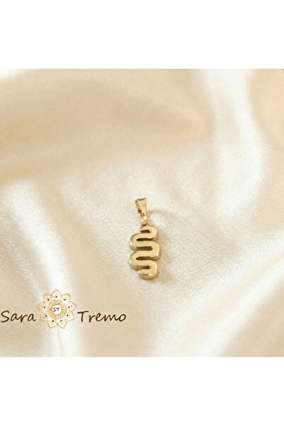 SaraTremo Wave of Gold Pendant – Small 14K Plated Serpentine Model 1.5 cm