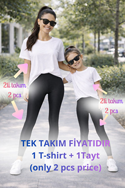 genosha Mother Daughter Mama Min Toparlayıcıi Leggings T-Shirt Combination Si...