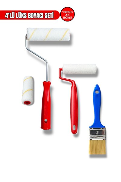 OSKAR FIRÇA 4’lü Profesyonel Boyacı Seti |15 cm Rulo +10 cm Kadife Rulo +No:2...