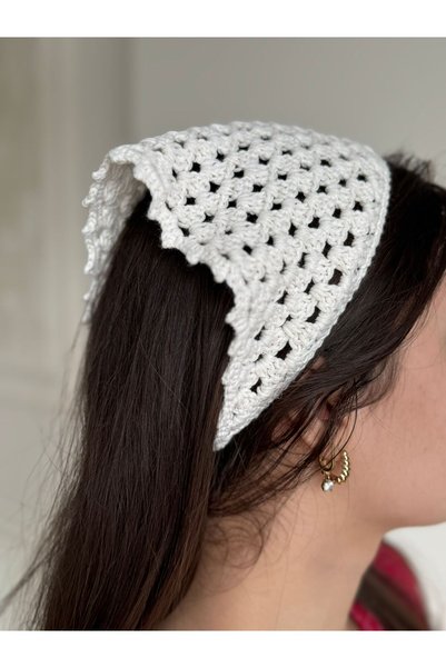 gül sezgin butik Women's Hand-Knitted Triangle Design Model Bandana Hair Accessory