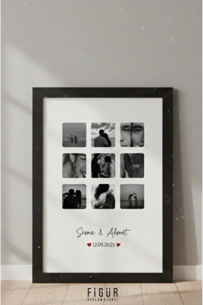 Figür Reklam Ajansı Kişiye Özel 9 Fotoğraflı Tablo Tasarımı | İsimler ve Tari...