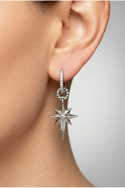 Modacaprea أقراط نسائية من الفولاذ على شكل نجمة قطبية مرصعة بالأحجار، لا تفقد...