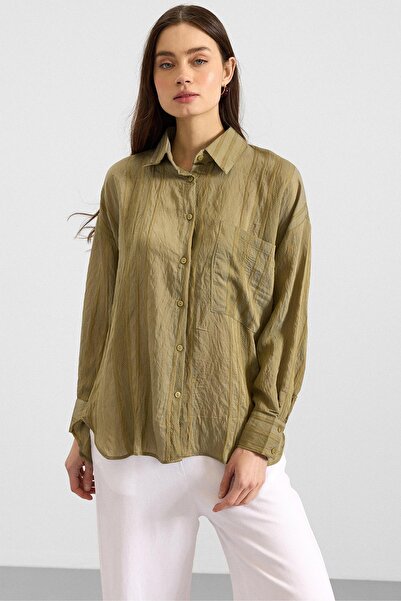 Olcay Self-Patterned Casual Shirt Green 9408