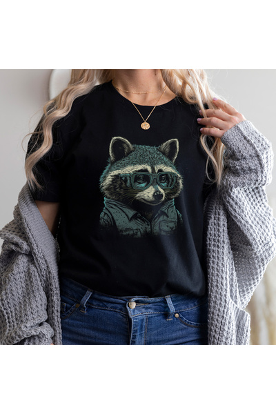 Kartier Tricou Dama Negru Funky Racoon