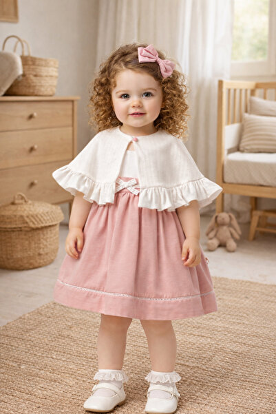 limebabies Baby Girl Pink Dress with Cotton Bolero