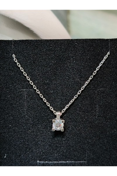 Silver Klasik Tektaş Gümüş Kolye (925 Ayar)