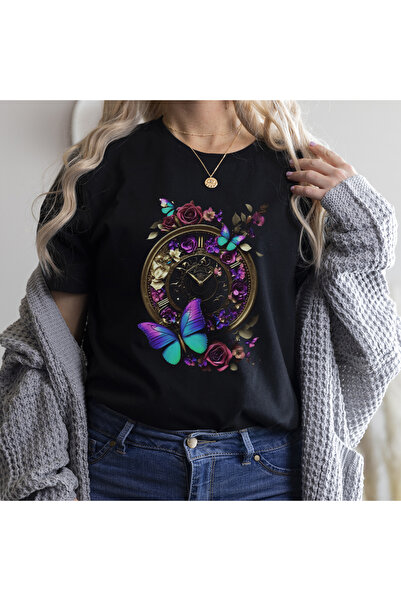 Kartier Дамска черна тениска Butterfly Time