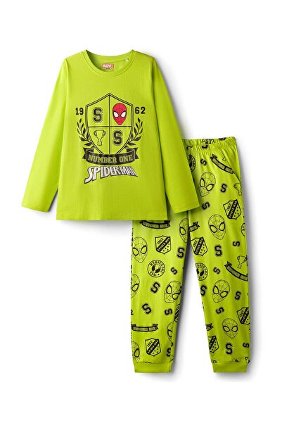 Honeyhap Marvel بيجامة نوم بأكمام طويلة من نسيج جيرسي ناعم مزين بطبعة عنكبوت ...