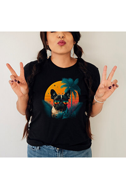 Kartier Tricou Dama Negru Sunset Pug