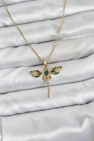 Generic Brand 316L Steel Chain Gold Color Dragonfly Model Zircon Stone Women'...