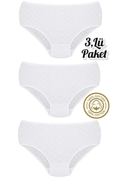Özten İç Giyim 3-Pack 100% Cotton Heart High Waist Bato Women's Panties Ozten...