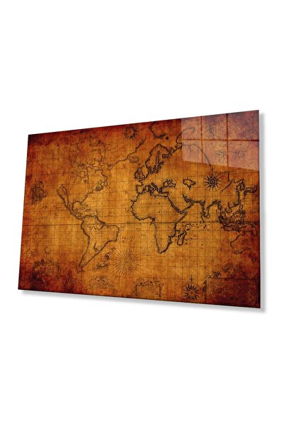 idealizbiz Harta lumii maro veche, de 4 mm, din sticlă temperată, rezistentă ...