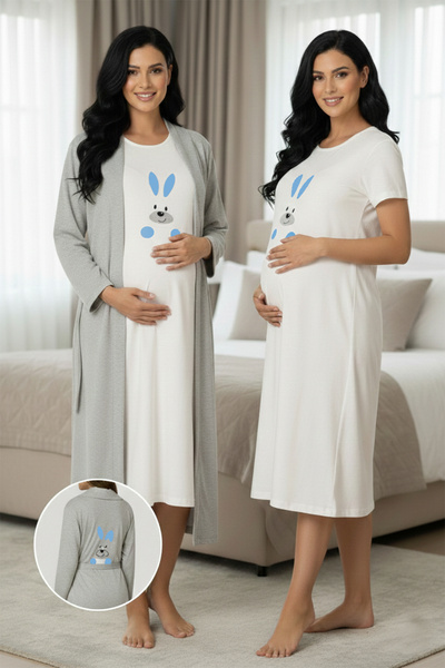 lohusahamile Set de cămașă de noapte pentru maternitate și postpartum cu func...