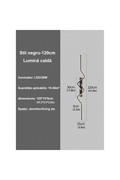Sueva Aplică LED de perete neagră, 80 cm, Design minimalist modern