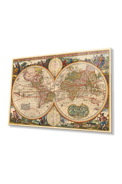 idealizbiz Harta Lumii Vechiului Monde, sticlă temperată de 4 mm, rezistentă,...