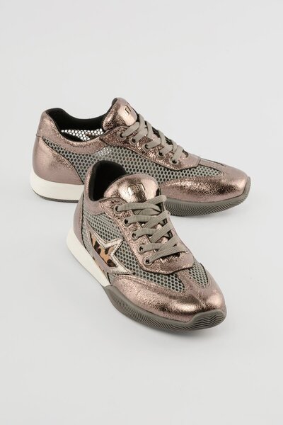 Mubiano Women's Sneaker Mesh Patent Leather Detailed Leopard Star Sports Shoe...