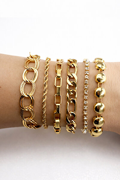 Sensio Altın KaplamaKombin Bileklik 6 adet