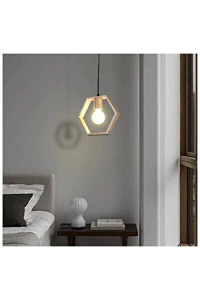 Hummer Single wooden pendant chandelier, E27 light base size