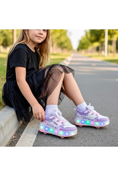 JOJO KIDS kız çocuk ışıklı patenli ayakkabı , oto bağcık , hem spor ayakkabı ...